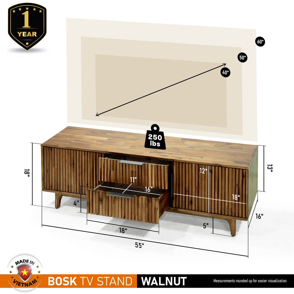 Bosk Wood Fluted TV Stand