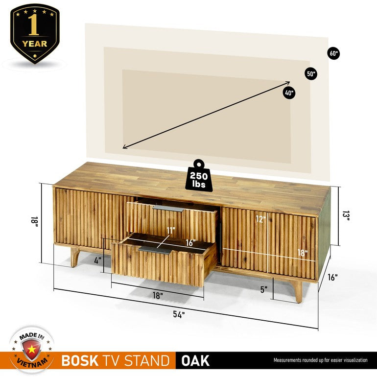 Bosk Wood Fluted TV Stand