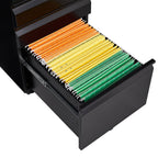 Locked three drawer storage mobile metal filing cabinet with pre installed wheels under the desk filing cabinet