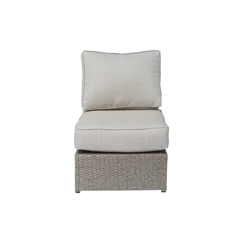 Outdoor Sectional Set HDPE Wicker Gray 8 Piece Seats 6