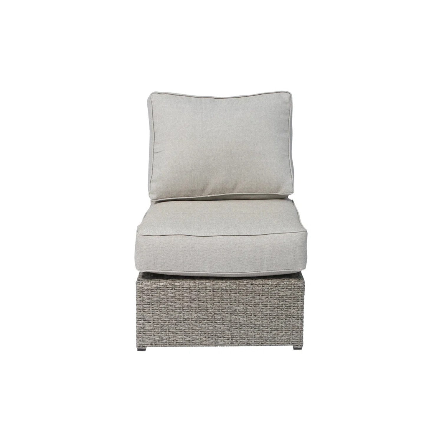 Outdoor Sectional Set HDPE Wicker Gray 8 Piece Seats 6