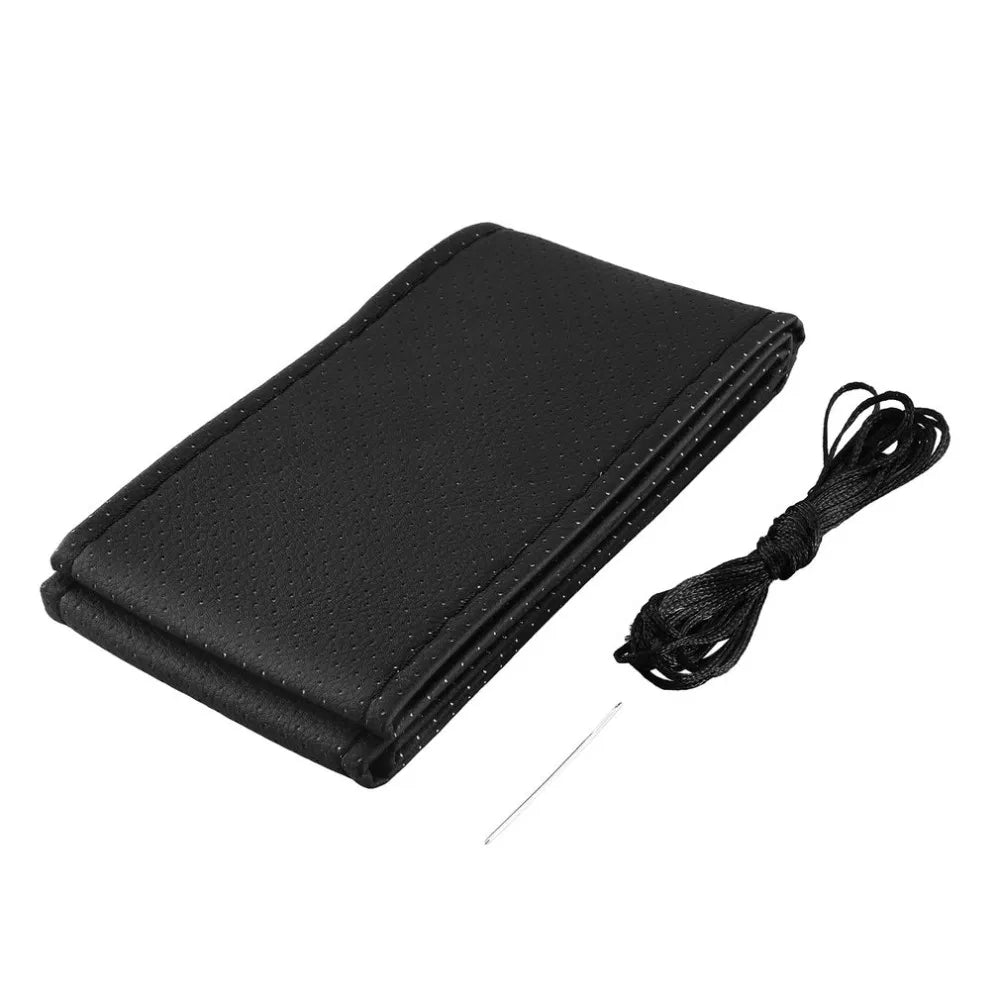 Genuine Leather Car Steering Wheel Cover Soft Anti slip Steering-Wheel Braid Cowhide Braid With Needles Thread Leather Steering Wheel Cover Heavy Duty Pure Cowhide Steering Wheel Cover, Genuine Leather Steering Wheel Cover (Copy)