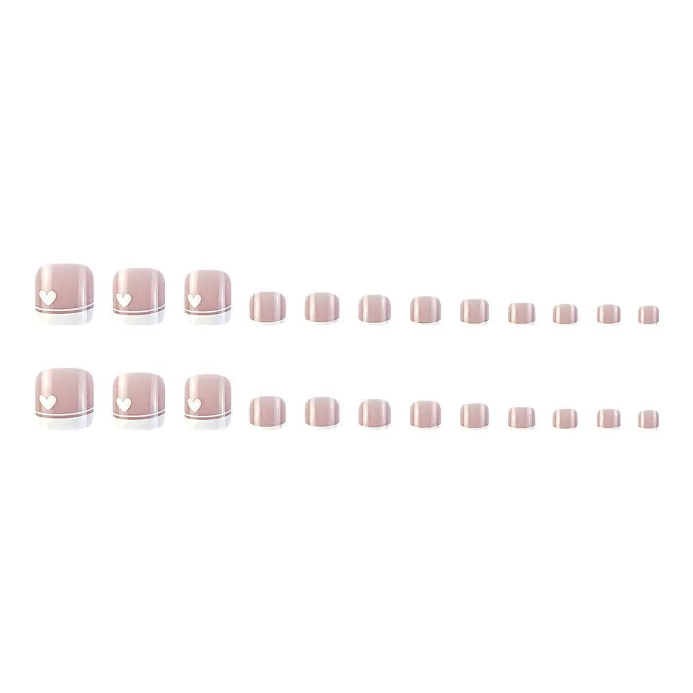 24PCs French Nude Natural Nails