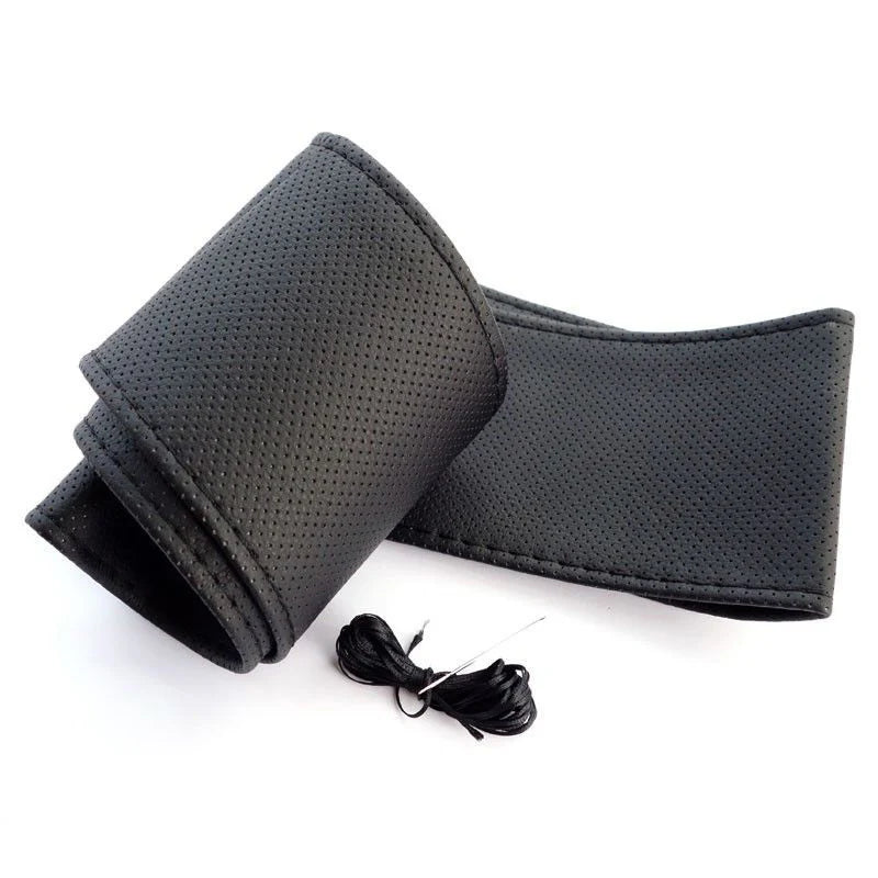 Genuine Leather Car Steering Wheel Cover Soft Anti slip Steering-Wheel Braid Cowhide Braid With Needles Thread Leather Steering Wheel Cover Heavy Duty Pure Cowhide Steering Wheel Cover, Genuine Leather Steering Wheel Cover (Copy)