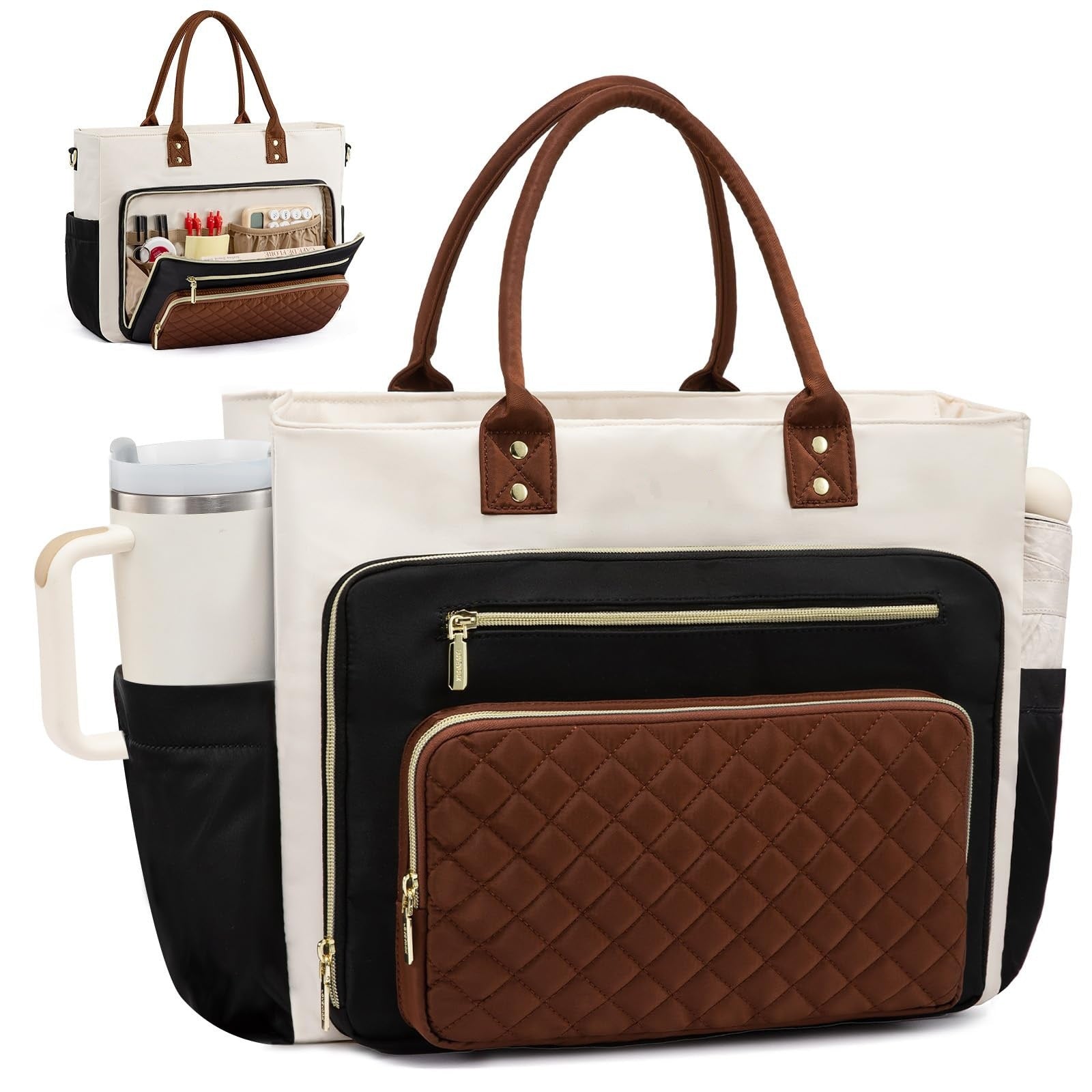 Womens Travel Work Bag With A Large Cup Holder