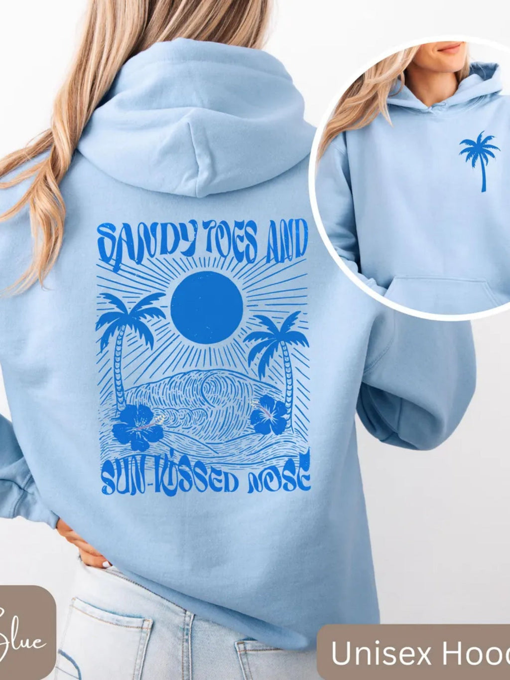 Palm Print Hoodie with Purple Bauhinia for Girls' Beach Long Sleeve Dress