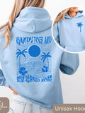 Palm Print Hoodie with Purple Bauhinia for Girls' Beach Long Sleeve Dress