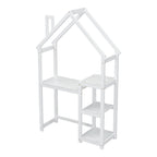 House-shaped Wooden writing Desk,Kids study Table,Bookshelf & Toy Storage,White