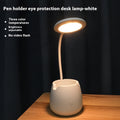 Creative USB Table Light Morden College Dorm Bedroom Study Led Desk Lamp Pen Container Macaroon Eye Protection Ring Table Lamp Decorative Table Lamp Cute Study Lamps for Bedroom Décor