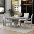 Retro 5-piece Dining Set Extendable Round Table and 4 Chairs for Kitchen Dining