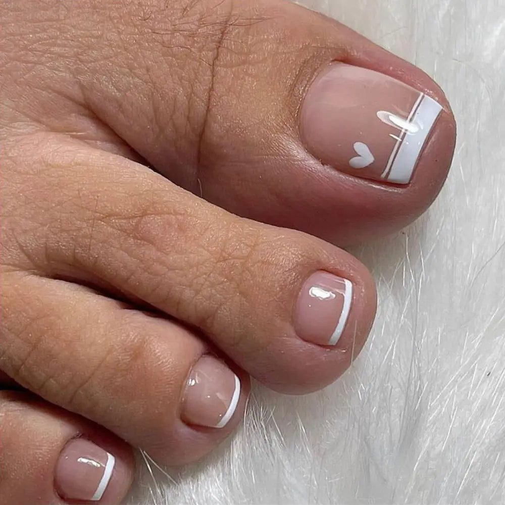 24PCs French Nude Natural Nails