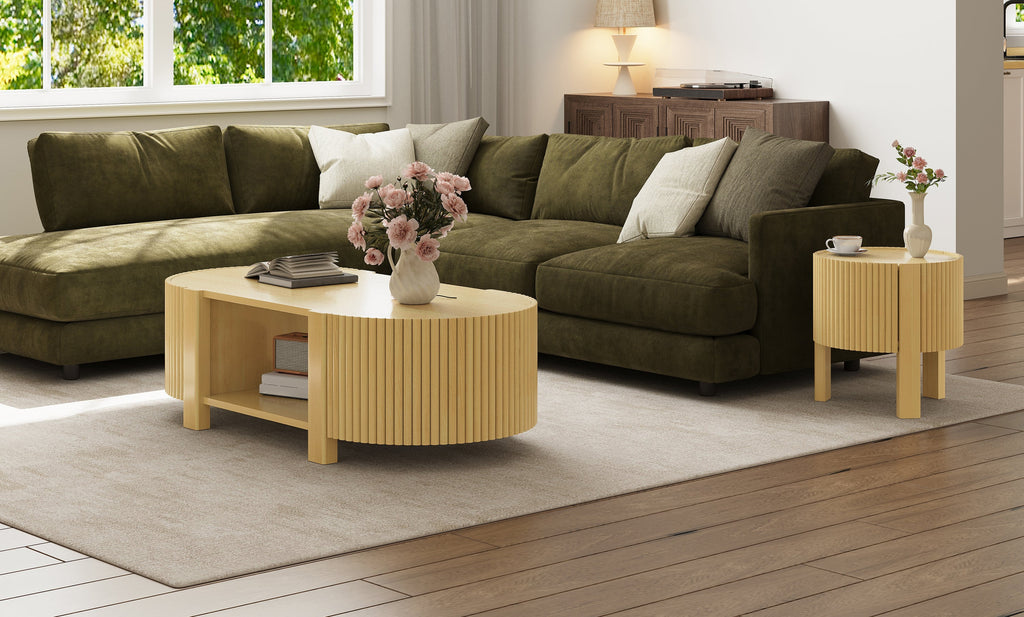 3-Piece Living Room Table Set, 1 Coffee and 2 Side Tables, Solid Wood, 47 in