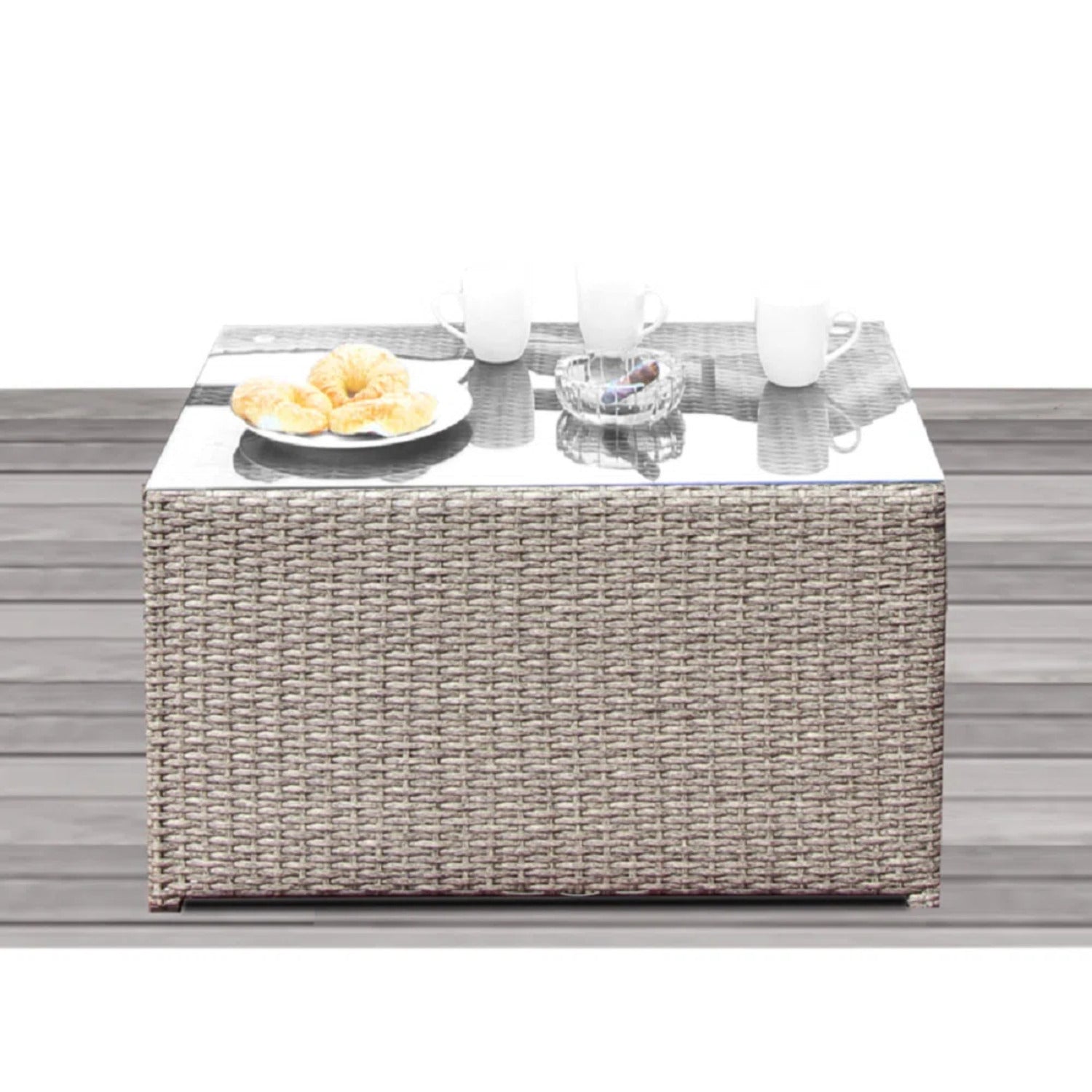 Outdoor Sectional Set HDPE Wicker Gray 8 Piece Seats 6