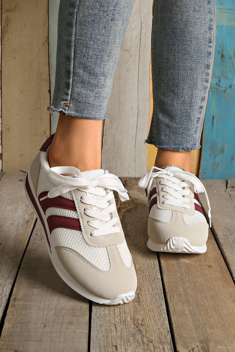Layla Patchwork Breathable Lace Up Sneakers