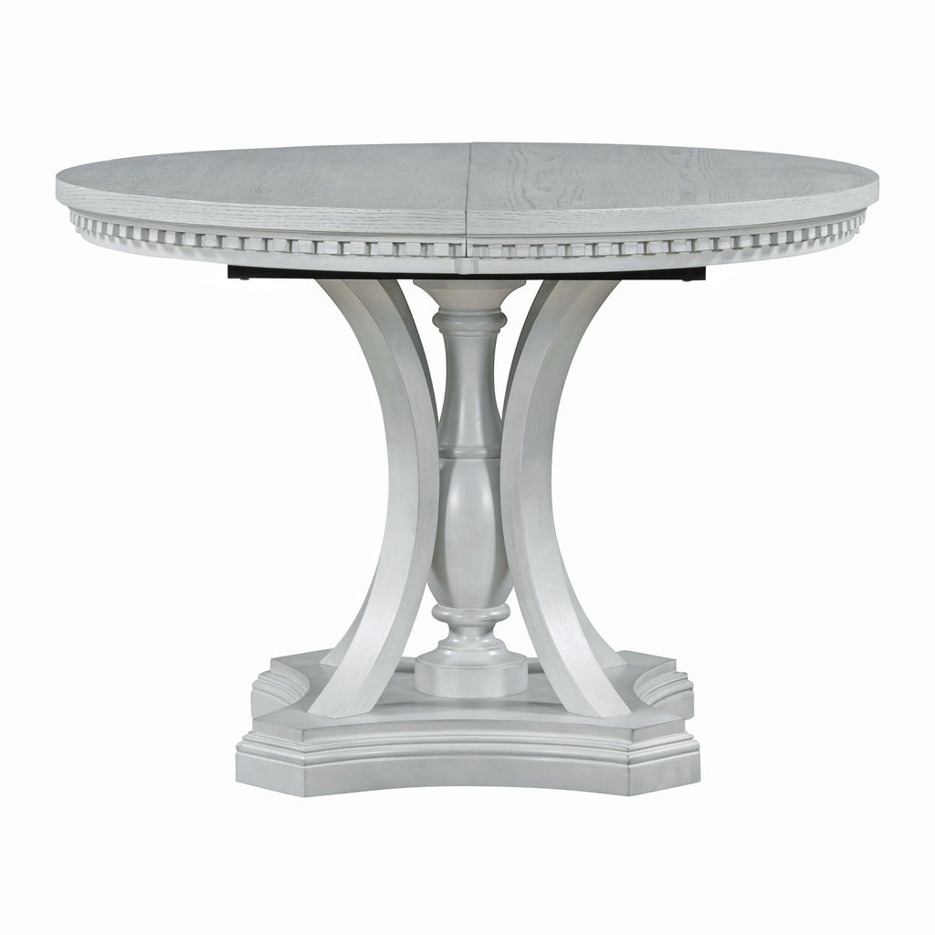 Retro 5-piece Dining Set Extendable Round Table and 4 Chairs for Kitchen Dining