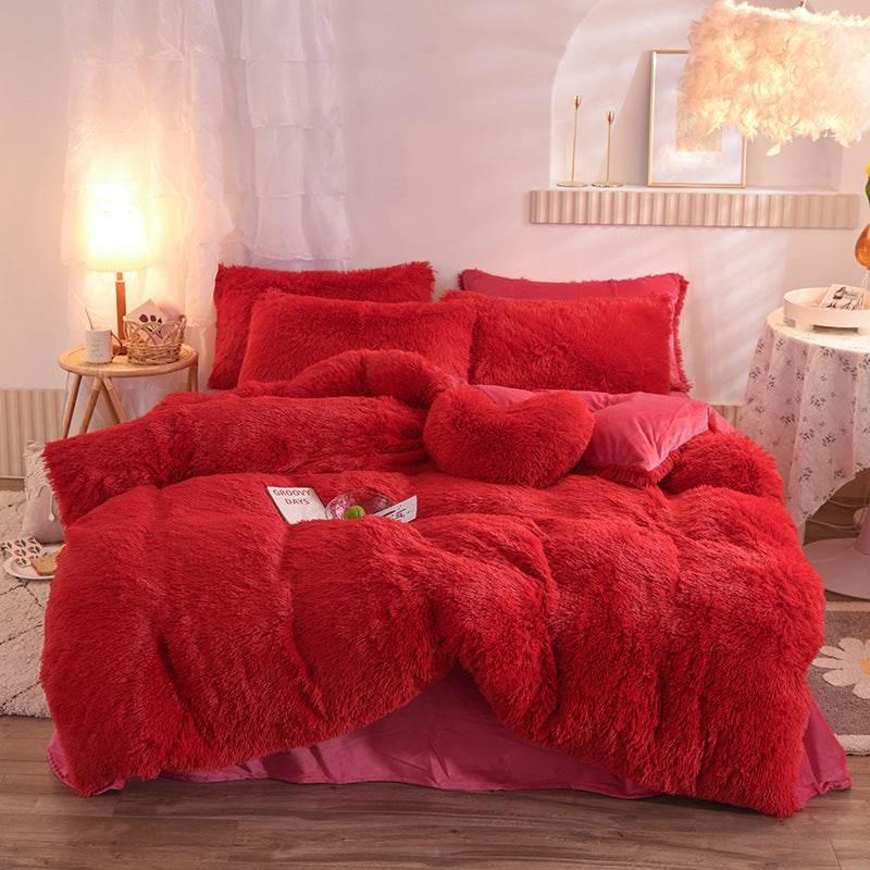 Thick Fleece Duvet Cover Warm Bedding Set