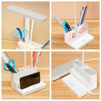 LED Table Lamp With Pen Storage Eye Protection Stepless Dimming Desk Lamp Study Children Smart LED Bedside Lamp Light Decorative Table Lamp Cute Study Lamps for Bedroom Décor