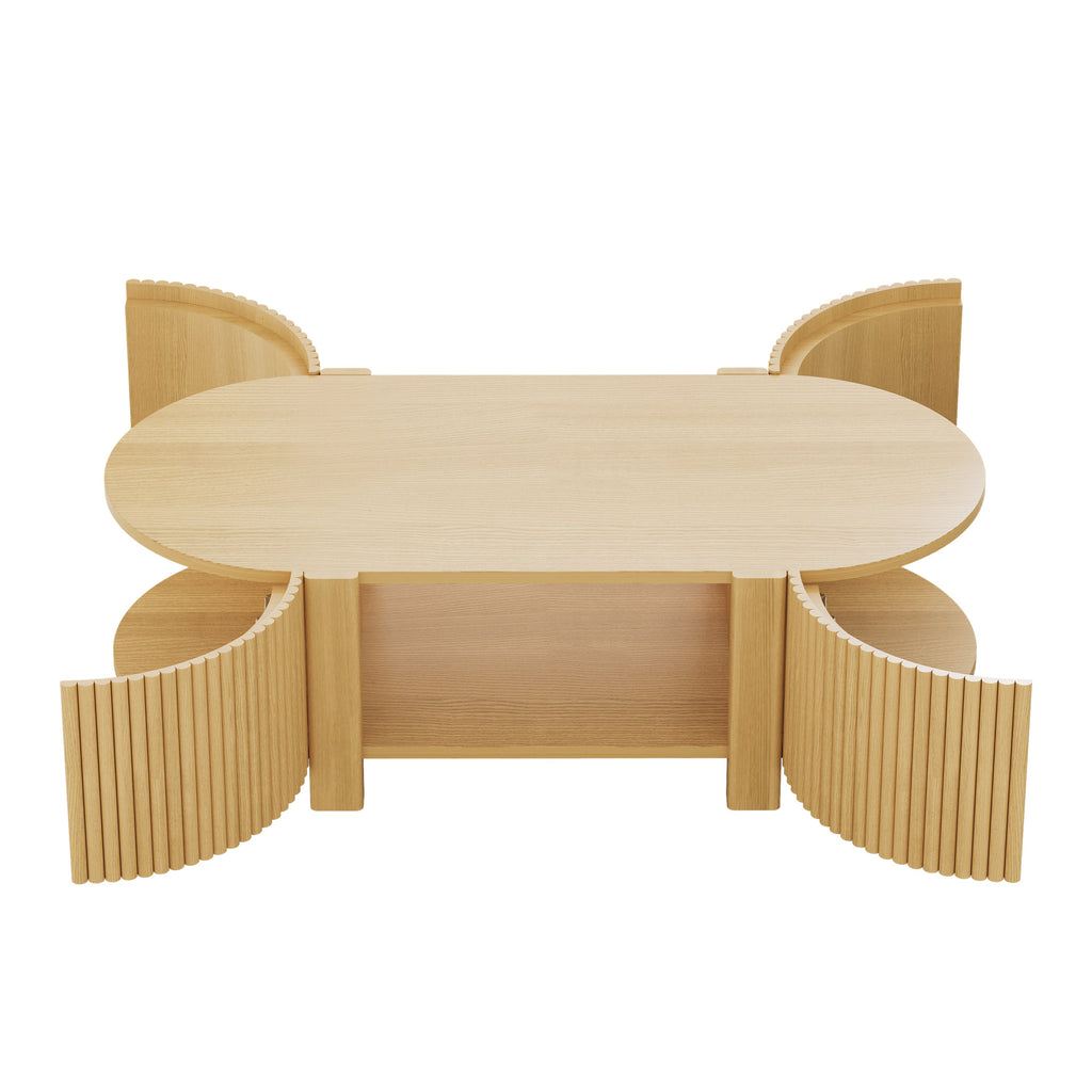 3-Piece Living Room Table Set, 1 Coffee and 2 Side Tables, Solid Wood, 47 in