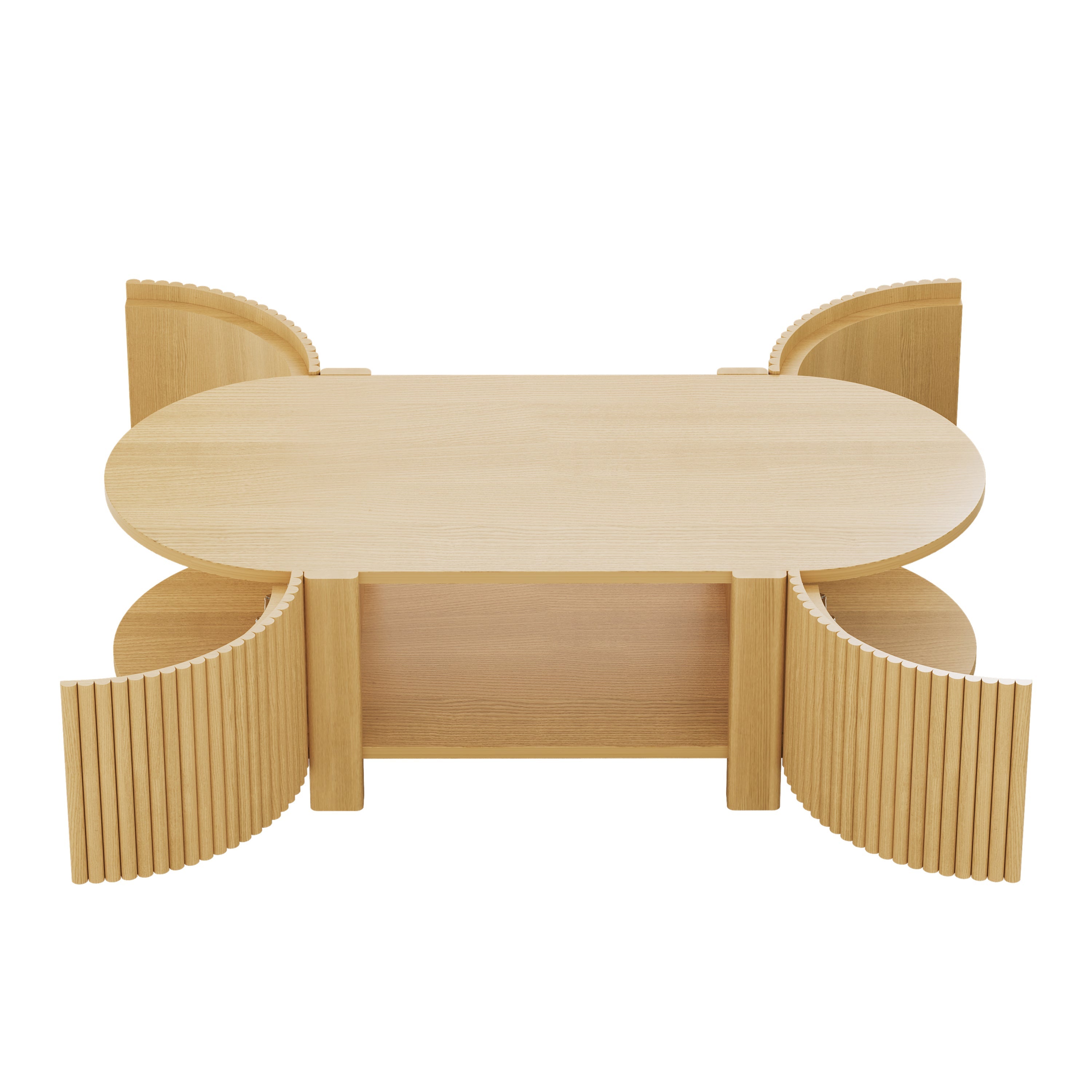 3-Piece Living Room Table Set, 1 Coffee and 2 Side Tables, Solid Wood, 47 in