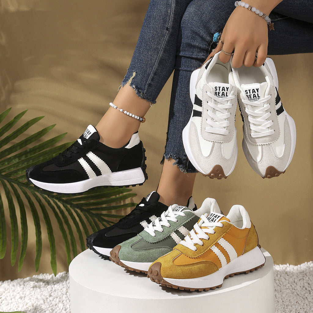 Women's Chunky Sole Sneakers - Breathable Mesh Casual Sports Shoes