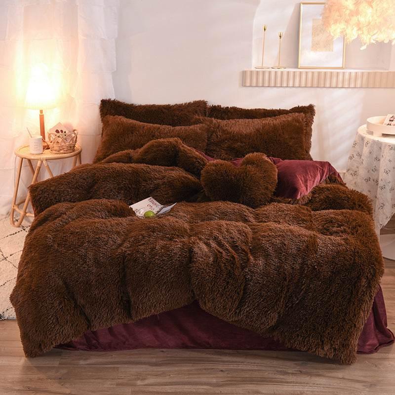 Thick Fleece Duvet Cover Warm Bedding Set