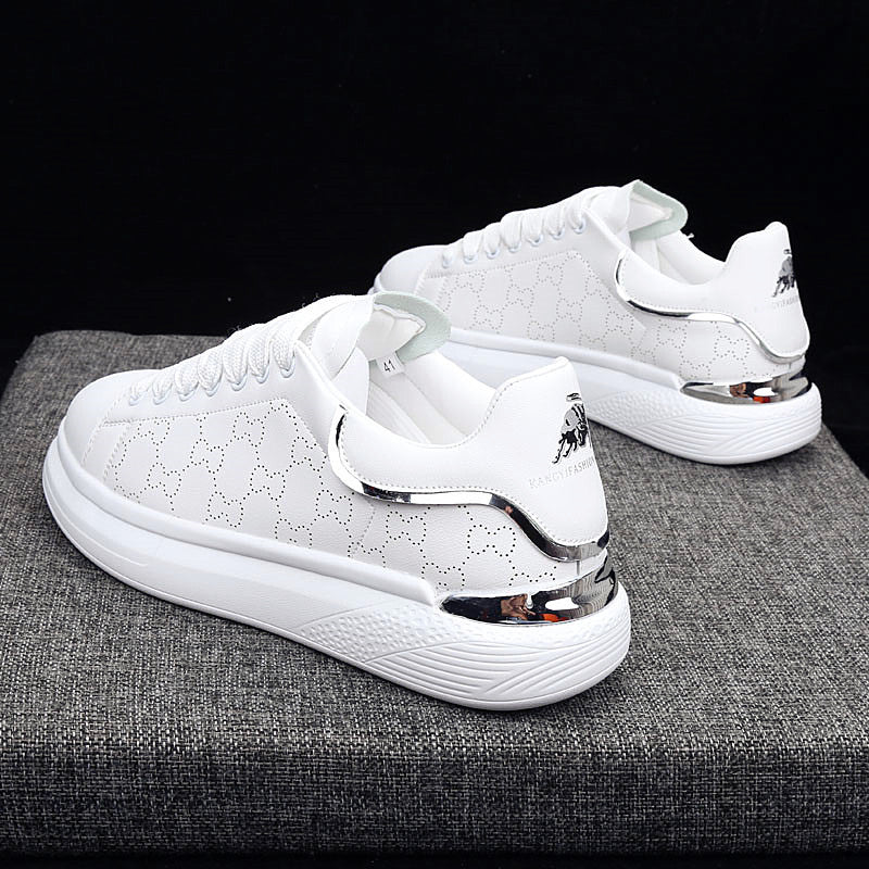 New Fashion White High Quality Women's White Thick Soled Sports Casual Couple Shoes Summer Lace-Up Trainers Gym Tennis Running Breathable High Quality Sneakers