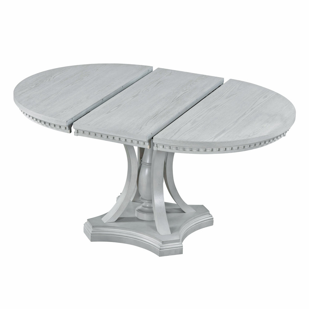 Retro 5-piece Dining Set Extendable Round Table and 4 Chairs for Kitchen Dining