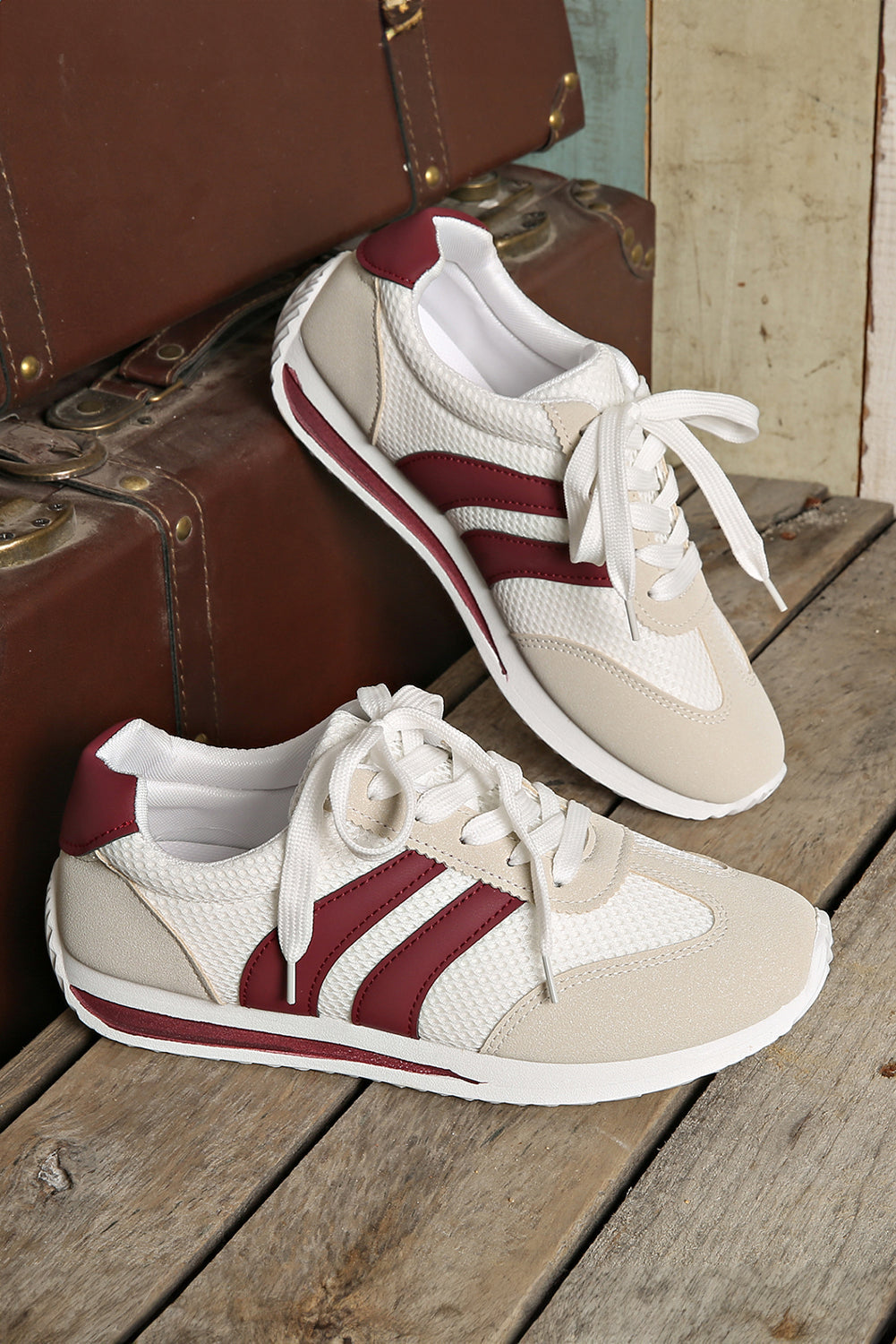 Layla Patchwork Breathable Lace Up Sneakers