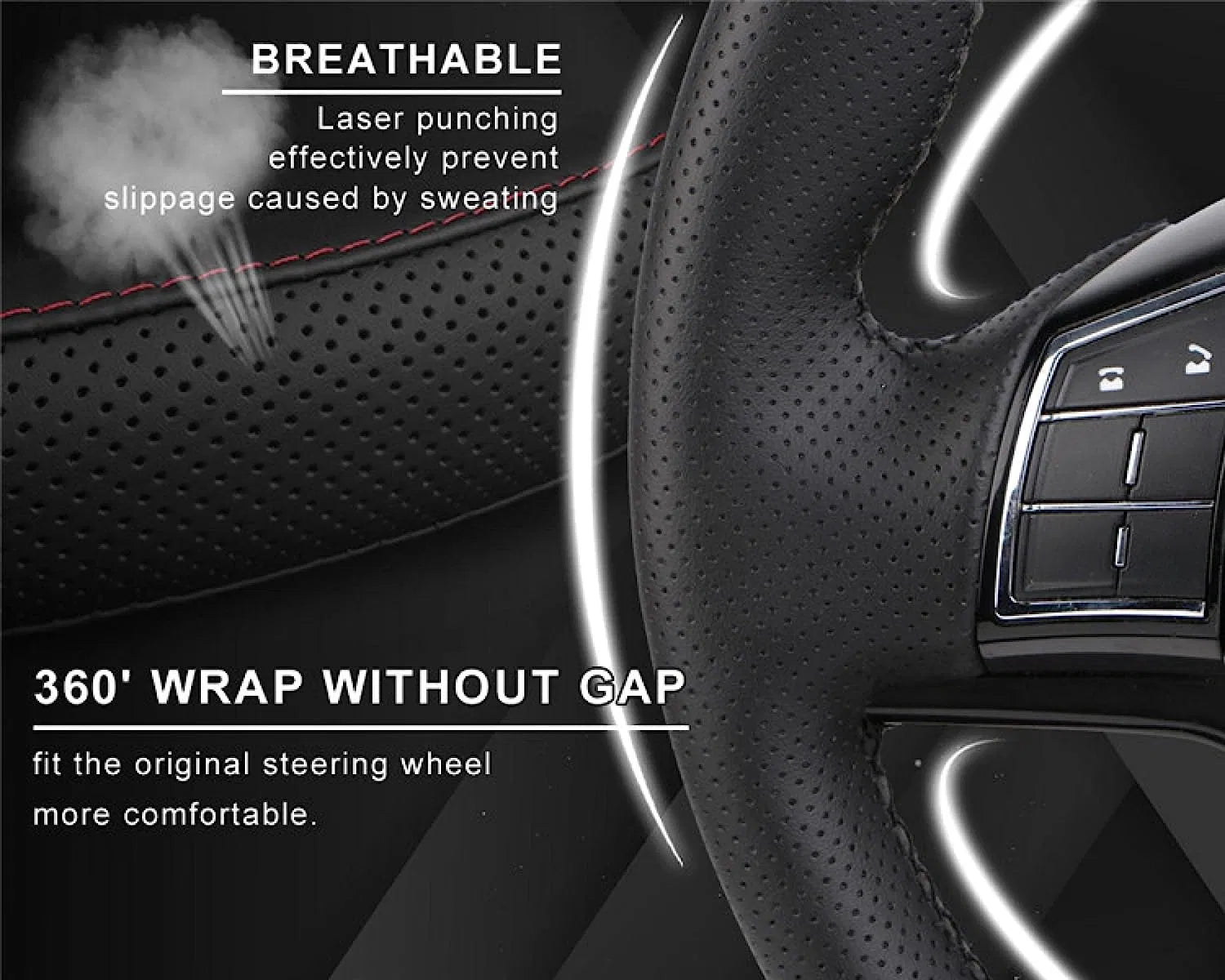 Genuine Leather Car Steering Wheel Cover Soft Anti slip Steering-Wheel Braid Cowhide Braid With Needles Thread Leather Steering Wheel Cover Heavy Duty Pure Cowhide Steering Wheel Cover, Genuine Leather Steering Wheel Cover (Copy)