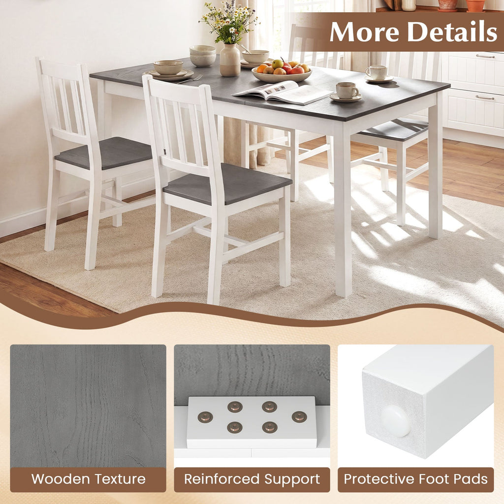 60 Inch Rectangular Dinner Table with Solid Rubber Wood Legs