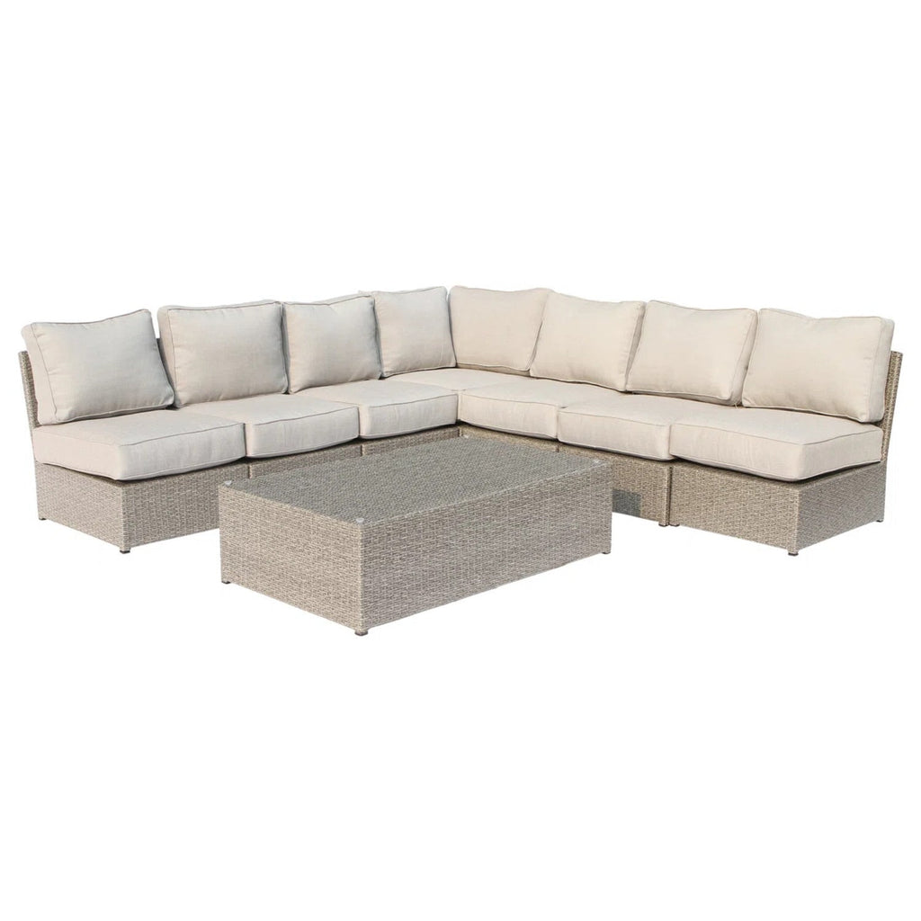 Outdoor Sectional Set HDPE Wicker Gray 8 Piece Seats 6