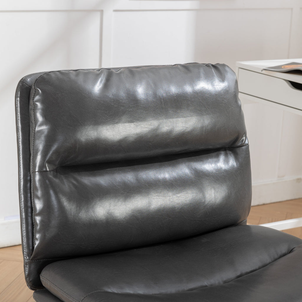 Office Chair Swivel Criss-Cross PU Leather Gray Iron Base Adjustable Height