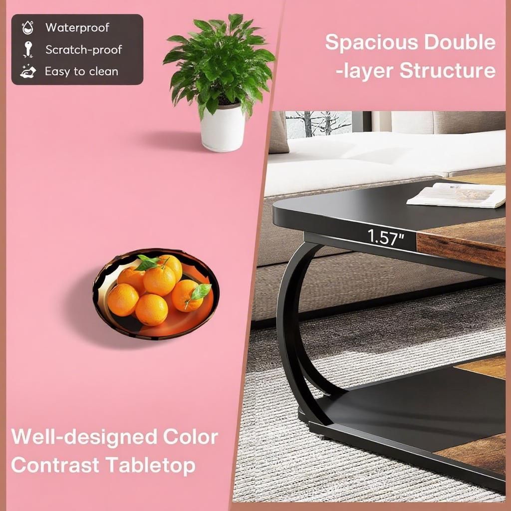 Beautiful Black Brown Wood Coffee Table