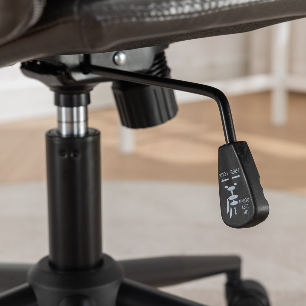 Office Chair Swivel Criss-Cross PU Leather Gray Iron Base Adjustable Height
