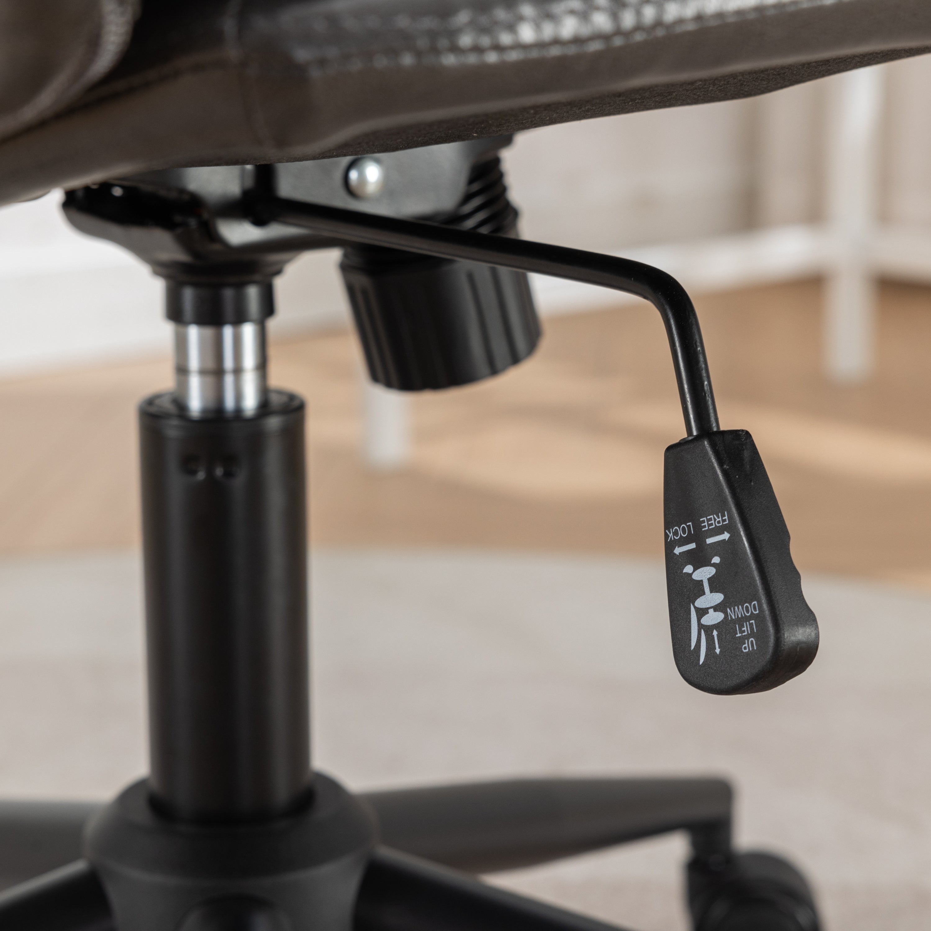 Office Chair Swivel Criss-Cross PU Leather Gray Iron Base Adjustable Height