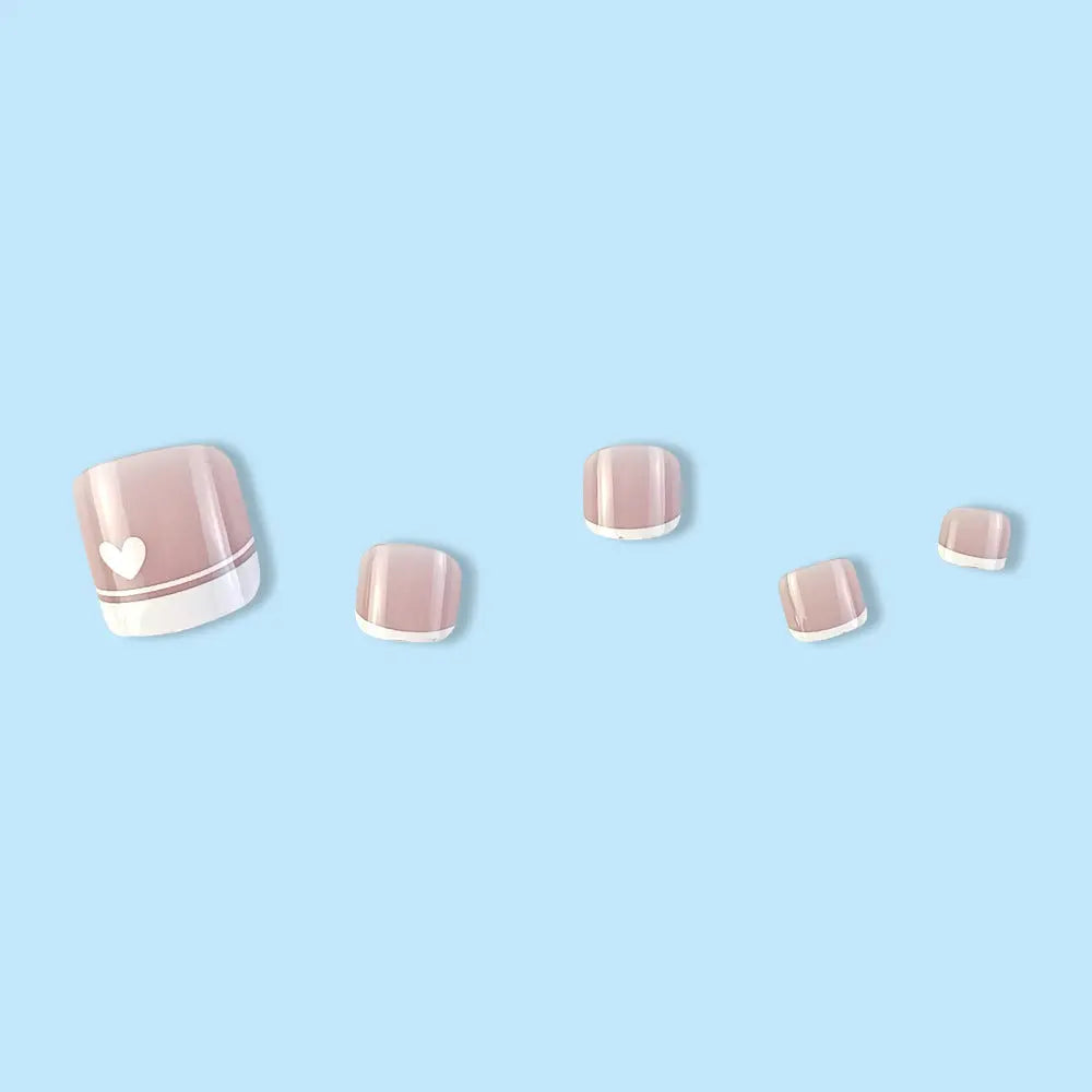 24PCs French Nude Natural Nails
