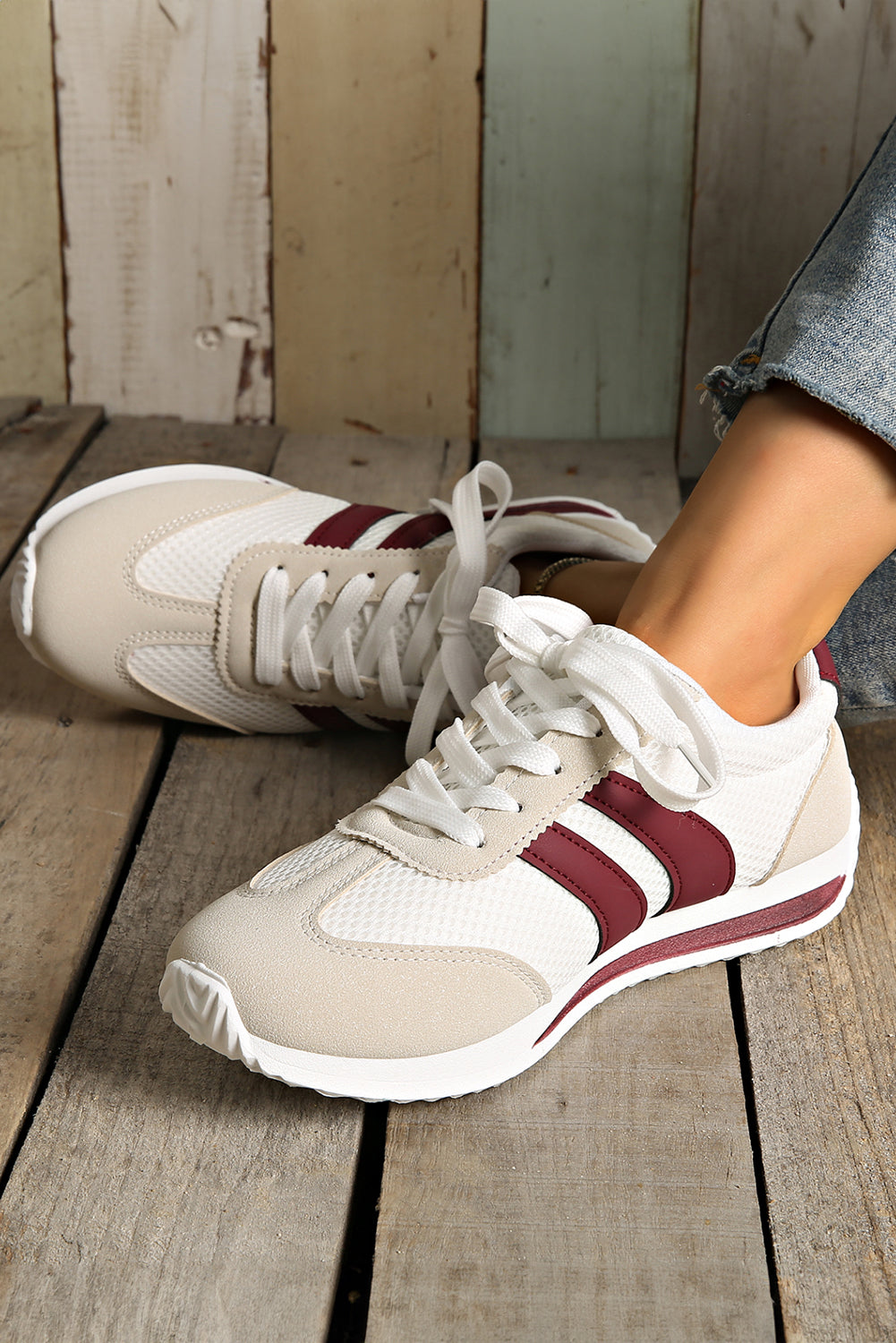 Layla Patchwork Breathable Lace Up Sneakers