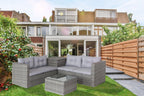 4 Piece Patio Sectional Wicker Rattan Outdoor Furniture Sofa Set with Storage Box Grey