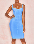 Summer Green Knee Length Hl Bandage Fresses Women Yellow Spaghetti Strap Sweetheart Sexy Sleeveless Blue Dress Bodycon