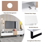 Modern TV Stand for 80'' TV with Double Storage Space Media Console Table Entertainment Center with Drop Down Door