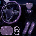 Diamond Set Leather Steering Wheel Cover Rhinestones Steering Wheel Cover With Crystal Breathable Anti-Slip Steering Wheel Protector Diamond Sparkling Car Steering Wheel Protector Vehicle Car Bling Steering Wheel Cover for Women Girls