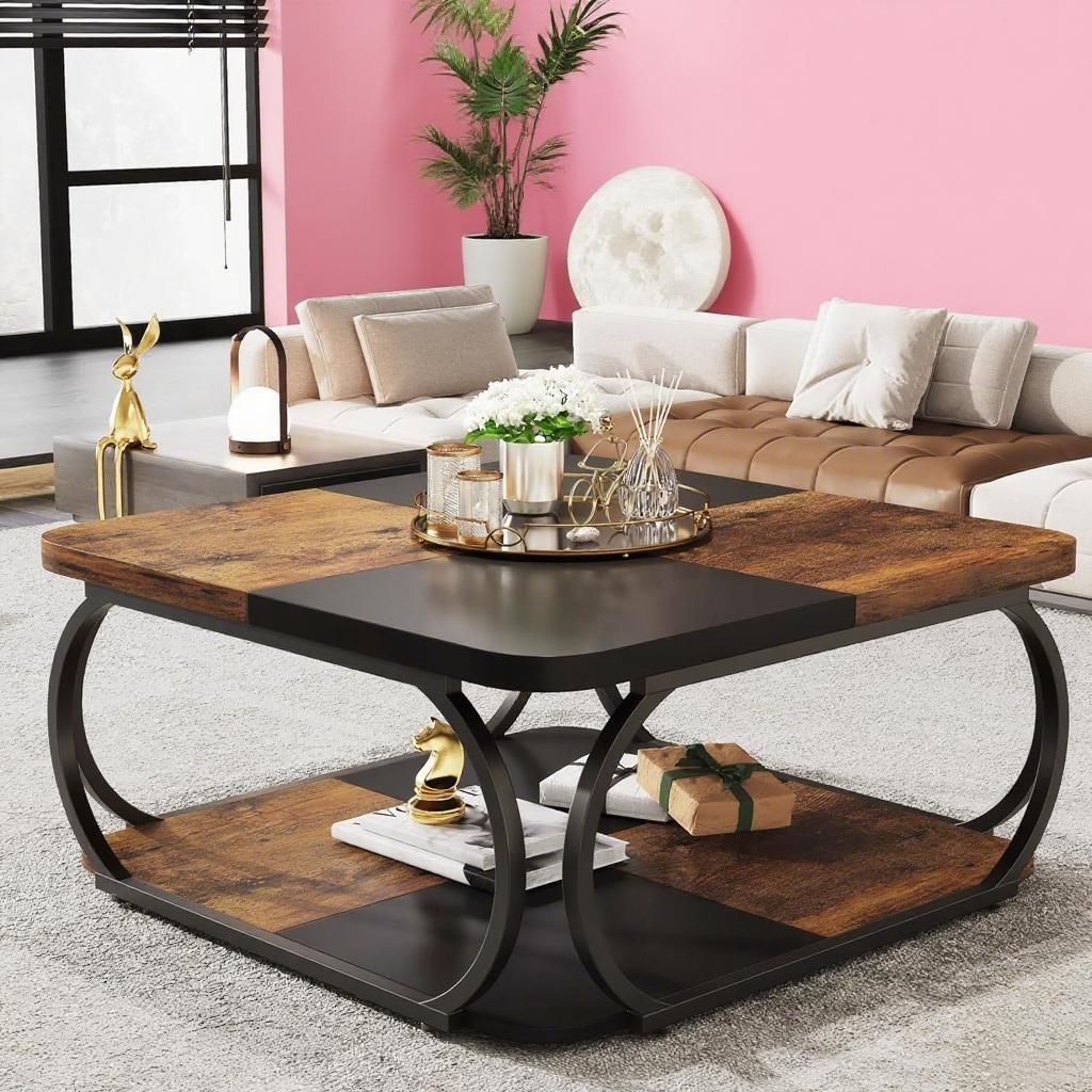 Beautiful Black Brown Wood Coffee Table