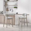 ACTU Counter Stools Set of 2, 26” Upholstered Bar Stools, Solid Wood, Mid-Century Modern