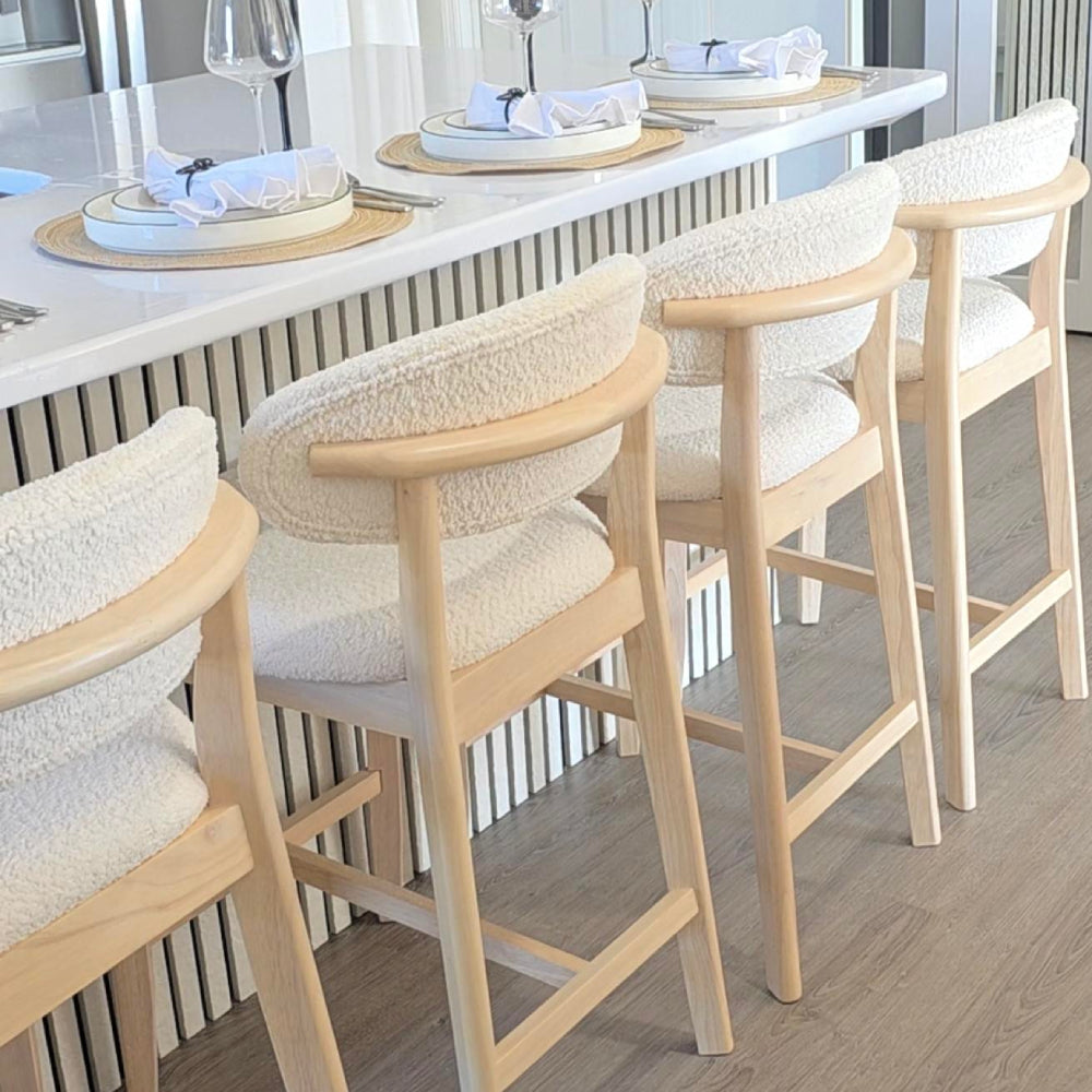 ACTU Counter Stools Set of 2, 26” Upholstered Bar Stools, Solid Wood, Mid-Century Modern