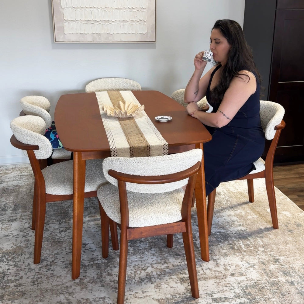 ACTU Scandinavian Dining Table Set with Upholstered Chairs for Small Spaces (Seats 4–6)