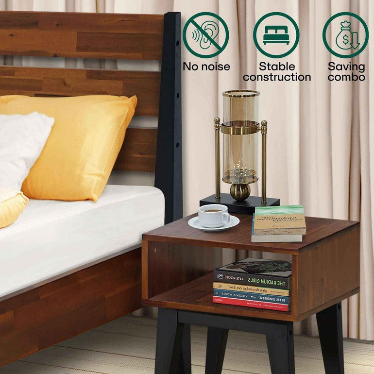 [Buy 1 Get 1] Emery Solid Wood Bed Frame & Nightstand