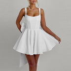 Sweetheart Backless Large Bow Strapless Dress Women's Unique Corset Pattern Splicing Short Skirt