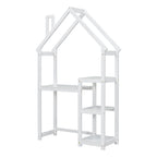 House-shaped Wooden writing Desk,Kids study Table,Bookshelf & Toy Storage,White