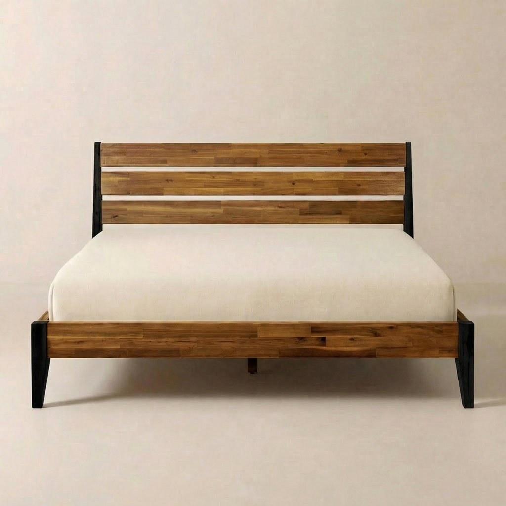 [Buy 1 Get 1] Emery Solid Wood Bed Frame & Nightstand