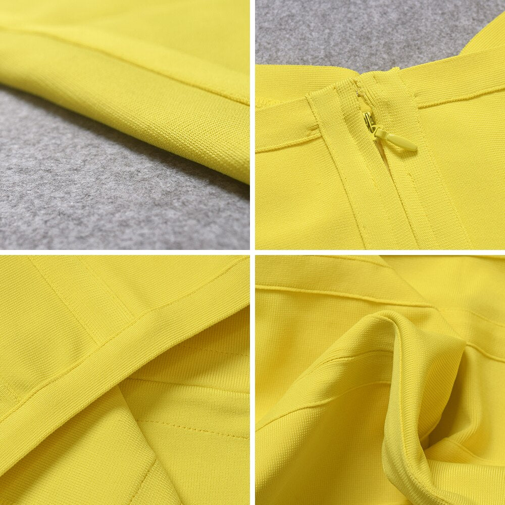 Summer Green Knee Length Hl Bandage Fresses Women Yellow Spaghetti Strap Sweetheart Sexy Sleeveless Blue Dress Bodycon
